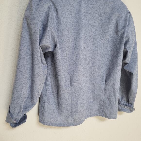 Pendleton Blouse Women Size 8 Blue Floral Print Puffy Sleeve Vintage 80s USA - Picture 12 of 12